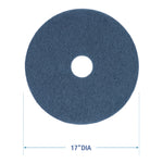 Scrubbing Floor Pads, 17" Diameter, Blue, 5/carton