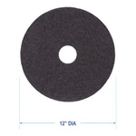Stripping Floor Pads, 12" Diameter, Black, 5/carton