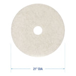 Natural Burnishing Floor Pads, 21" Diameter, White, 5/carton