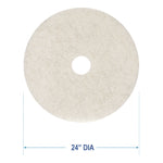 Natural Burnishing Floor Pads, 24" Diameter, White, 5/carton