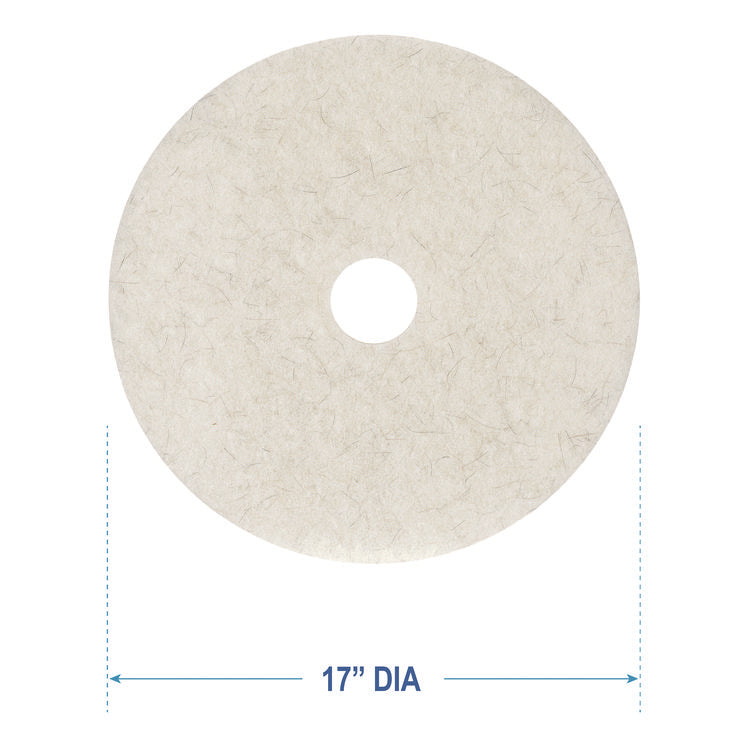 Natural Burnishing Floor Pads, 17" Diameter, White, 5/carton