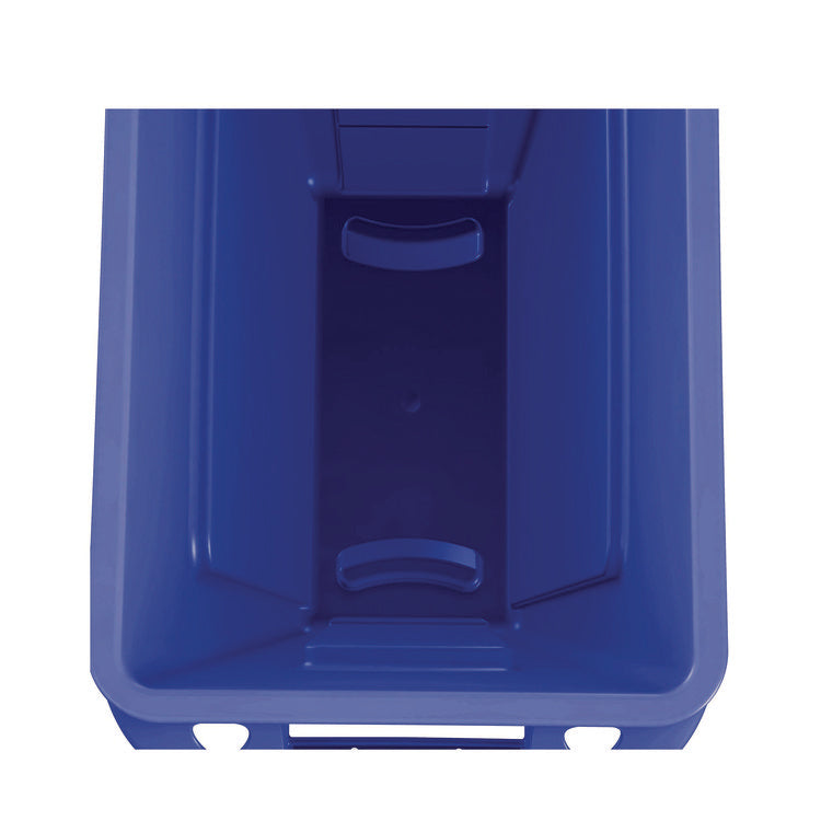 Slim Jim Plastic Recycling Container with Venting Channels, 23 gal, Plastic, Blue