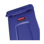 Slim Jim Plastic Recycling Container with Venting Channels, 23 gal, Plastic, Blue