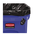 Slim Jim Plastic Recycling Container with Venting Channels, 23 gal, Plastic, Blue