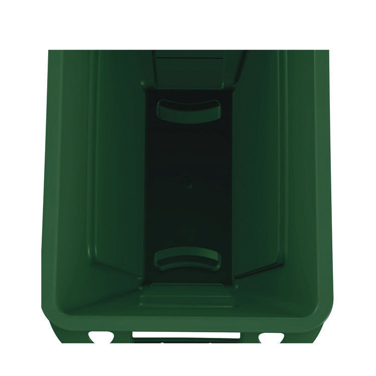 Slim Jim Plastic Recycling Container with Venting Channels, 23 gal, Plastic, Green