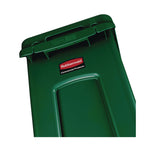 Slim Jim Plastic Recycling Container with Venting Channels, 23 gal, Plastic, Green