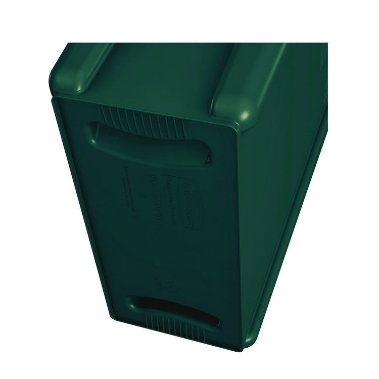 Slim Jim Plastic Recycling Container with Venting Channels, 23 gal, Plastic, Green