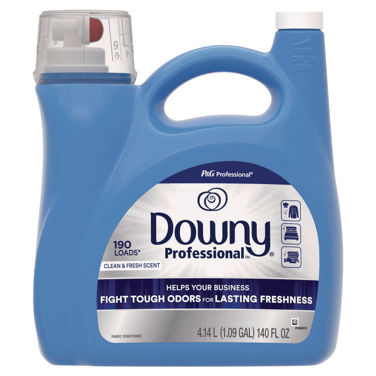 Commercial Liquid Fabric Softener, Clean and Fresh Scent, 140 oz Pour Bottle, 4/Carton