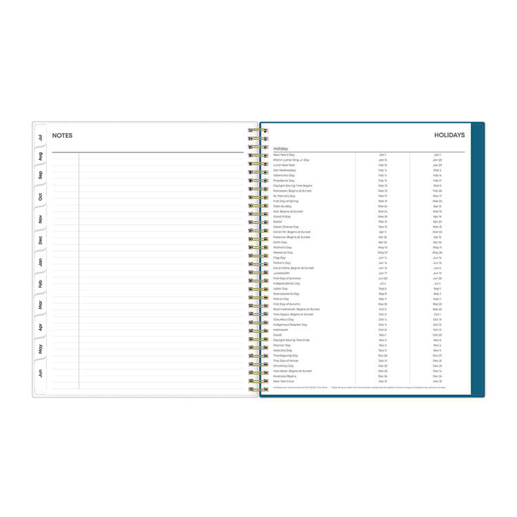 Bakah Blue Academic Year Weekly/Monthly Planner, Floral Artwork, 11 x 8.5, Blue/White Cover, 12-Month (July-June): 2025-2026