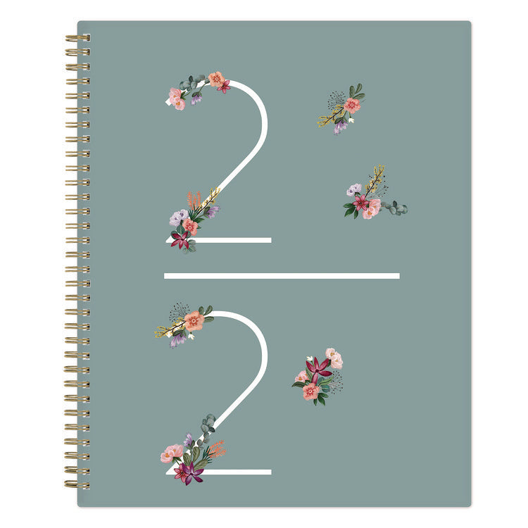 Greta Academic Year Weekly/Monthly Planner, Floral Artwork, 11.5 x 8, Green Cover, 12-Month (July-June): 2025 to 2026