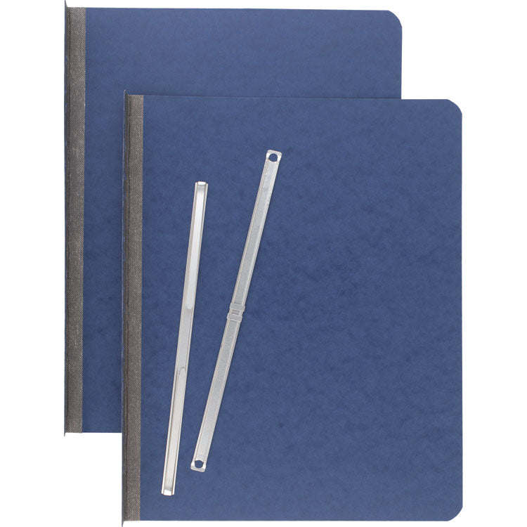 Pressboard Report Cover With Tyvek Reinforced Hinge, Two-Piece Prong Fastener, 3" Capacity, 8.5 X 11, Dark Blue/dark Blue