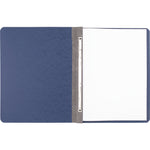 Pressboard Report Cover With Tyvek Reinforced Hinge, Two-Piece Prong Fastener, 3" Capacity, 8.5 X 11, Dark Blue/dark Blue