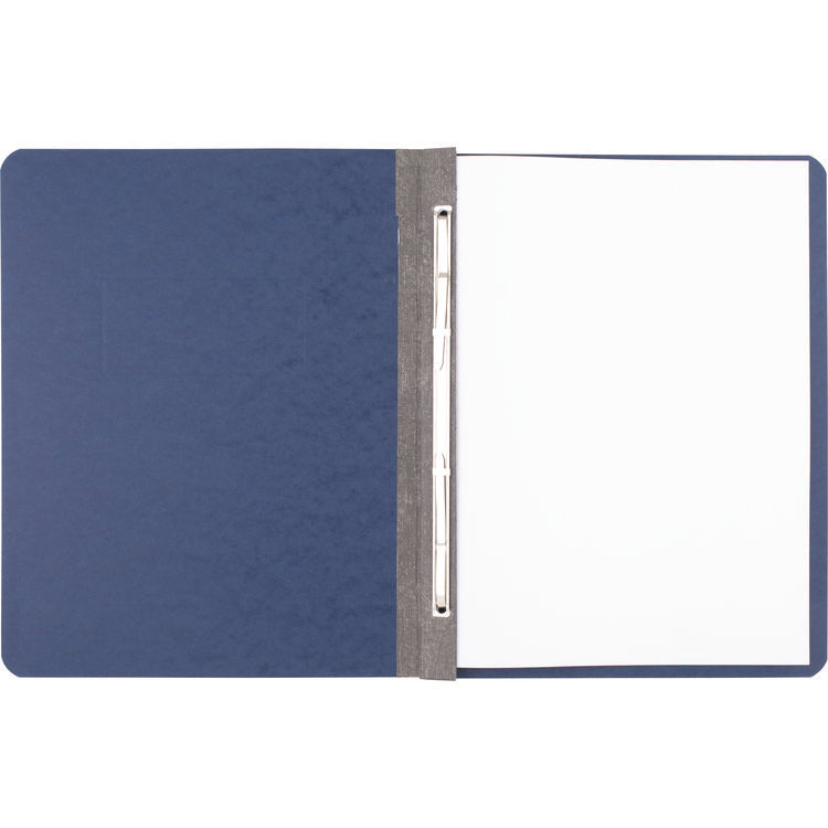 Pressboard Report Cover With Tyvek Reinforced Hinge, Two-Piece Prong Fastener, 3" Capacity, 8.5 X 11, Dark Blue/dark Blue