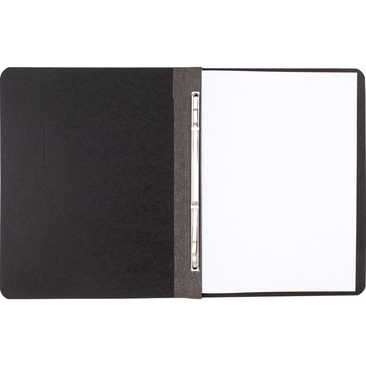 Pressboard Report Cover With Tyvek Reinforced Hinge, Two-Piece Prong Fastener, 3" Capacity, 8.5 X 11, Black/black