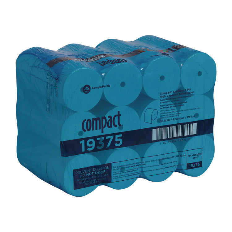 Coreless Bath Tissue, Septic Safe, 2-Ply, White, 1,000 Sheets/Roll, 36 Rolls/Carton