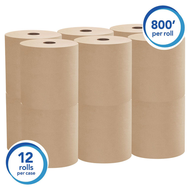 Essential Hard Roll Towels for Business, 1-Ply, 8" x 800 ft, 1.5" Core, Natural, 12 Rolls/Carton