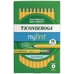 My First Woodcase Pencil with Eraser, 3.6 mm, HB (#2), Black Lead, Yellow Barrel, 36/Pack