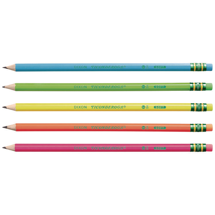 Pre-Sharpened Pencil, 2.2 mm, HB (#2), Black Lead, Neon Assorted Barrel Colors, 18/Pack