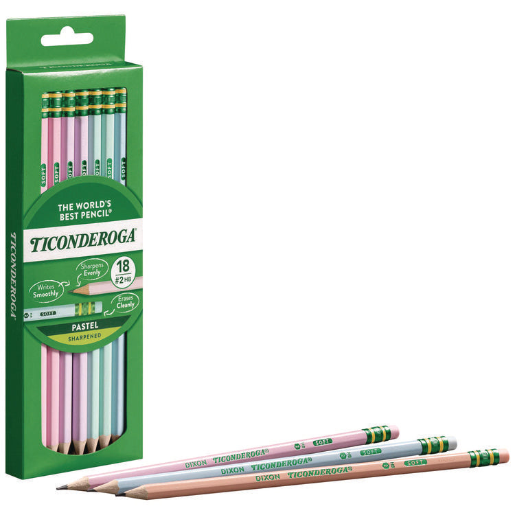 Pre-Sharpened Pencil, 2.2 mm, HB (#2), Black Lead, Pastel Assorted Barrel, 18/Pack
