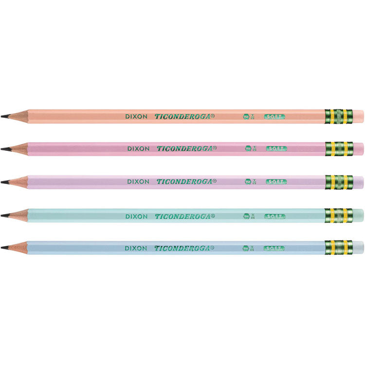 Pre-Sharpened Pencil, 2.2 mm, HB (#2), Black Lead, Pastel Assorted Barrel, 18/Pack