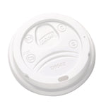 Dome Drink-Thru Lids, Fits 10 oz to 16 oz Hot Cups, Plastic, White, 1,000/Carton