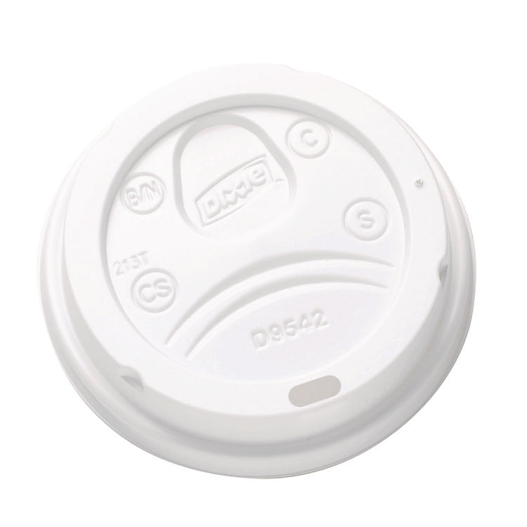 Dome Drink-Thru Lids, Fits 10 oz to 16 oz Hot Cups, Plastic, White, 1,000/Carton