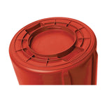 Vented Round Brute Container, 44 gal, Plastic, Red