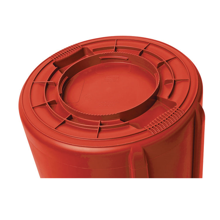 Vented Round Brute Container, 44 gal, Plastic, Red