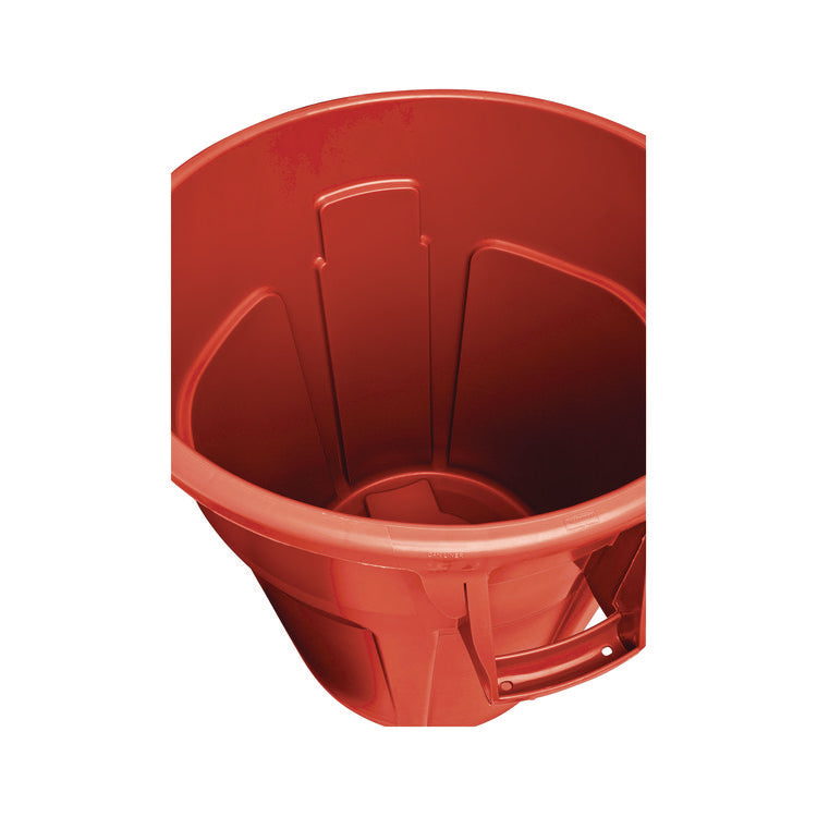 Vented Round Brute Container, 44 gal, Plastic, Red
