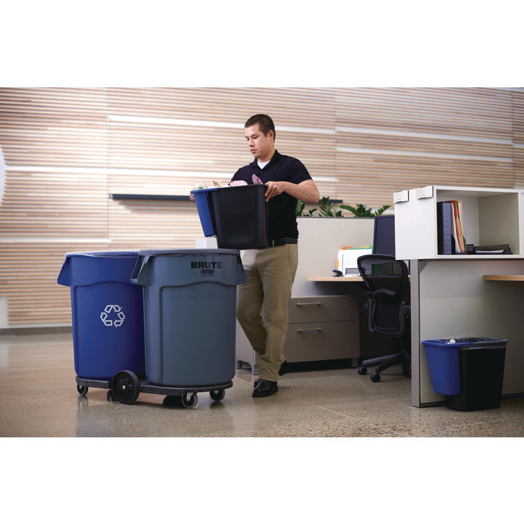 Brute Recycling Container, 32 gal, Polyethylene, Blue