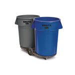 Vented Round Brute Container, 44 gal, Plastic, Blue