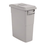 Slim Jim Confidential Document Waste Receptacle with Lid, 23 gal, Light Gray