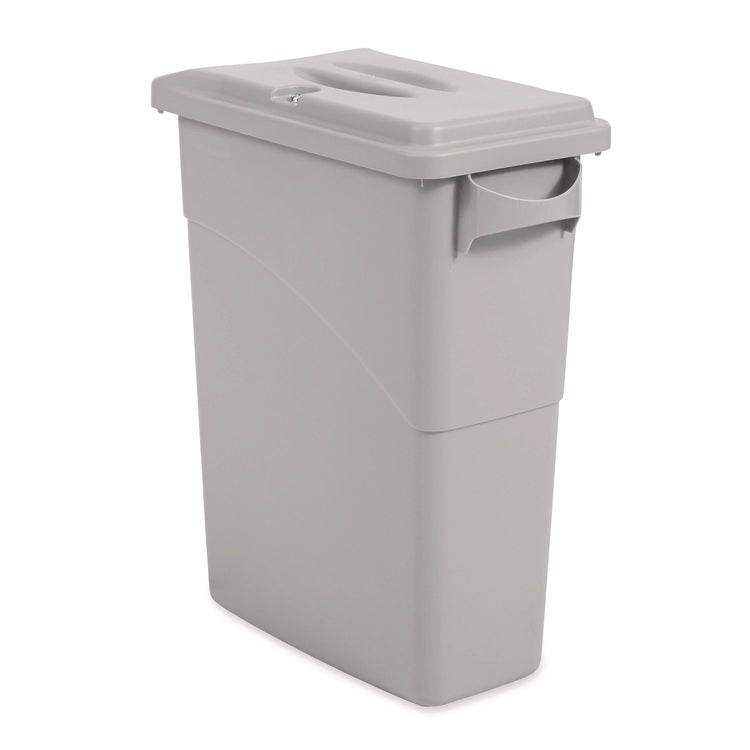Slim Jim Confidential Document Waste Receptacle with Lid, 23 gal, Light Gray