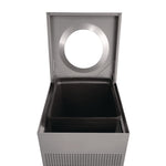 designer line silhouettes waste receptacle, 16 gal, steel, silver metallic