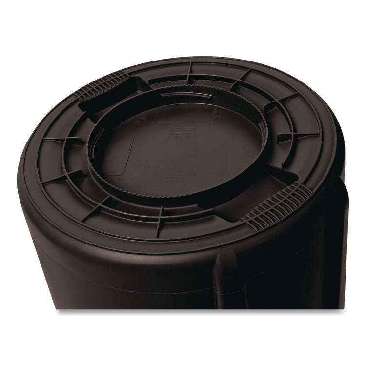Vented Round Brute Container, 44 gal, Plastic, Black