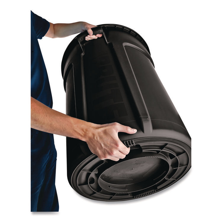 Vented Round Brute Container, 44 gal, Plastic, Black