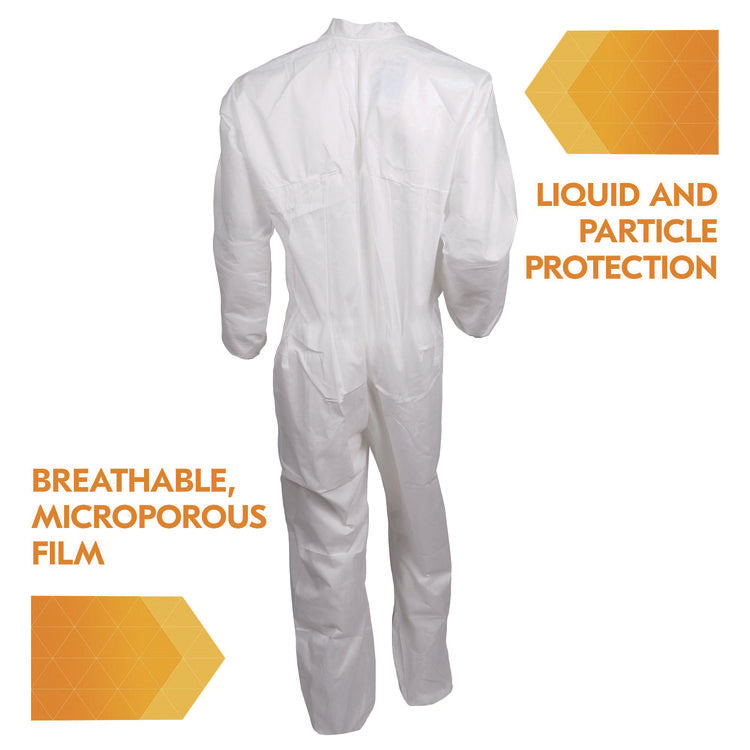 A30 Breathable Splash and Particle Protection Coveralls, 3X-Large, White, 21/Carton