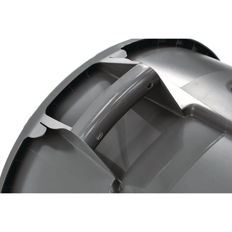 Vented Round Brute Container, 32 gal, Plastic, Gray