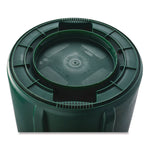 Vented Round Brute Container, 32 gal, Plastic, Dark Green