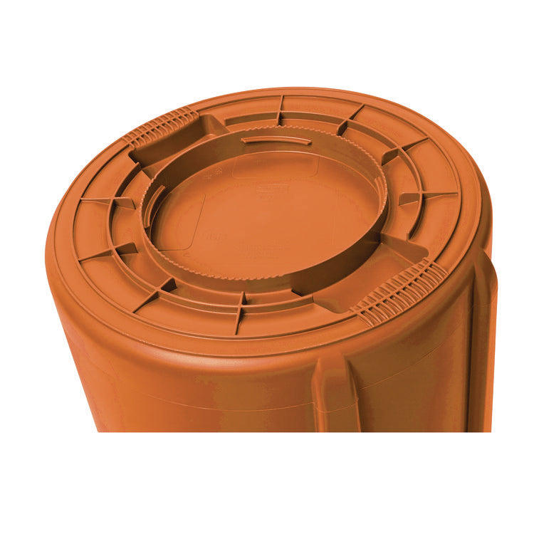 Brute Round Container, 44 gal, Plastic, Orange