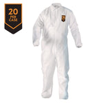 A20 Breathable Particle Protection Coveralls, Zip Front, Elastic Back, Wrists, Ankles, 4X-Large, White, 20/Carton