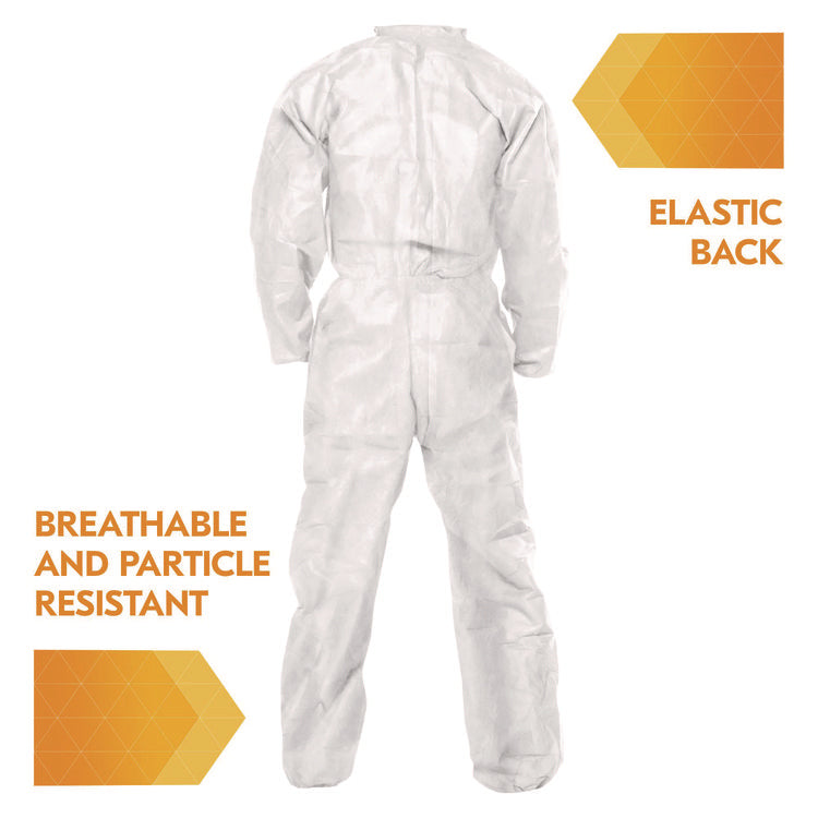 A20 Breathable Particle Protection Coveralls, Zip Front, Elastic Back, Wrists, Ankles, 4X-Large, White, 20/Carton