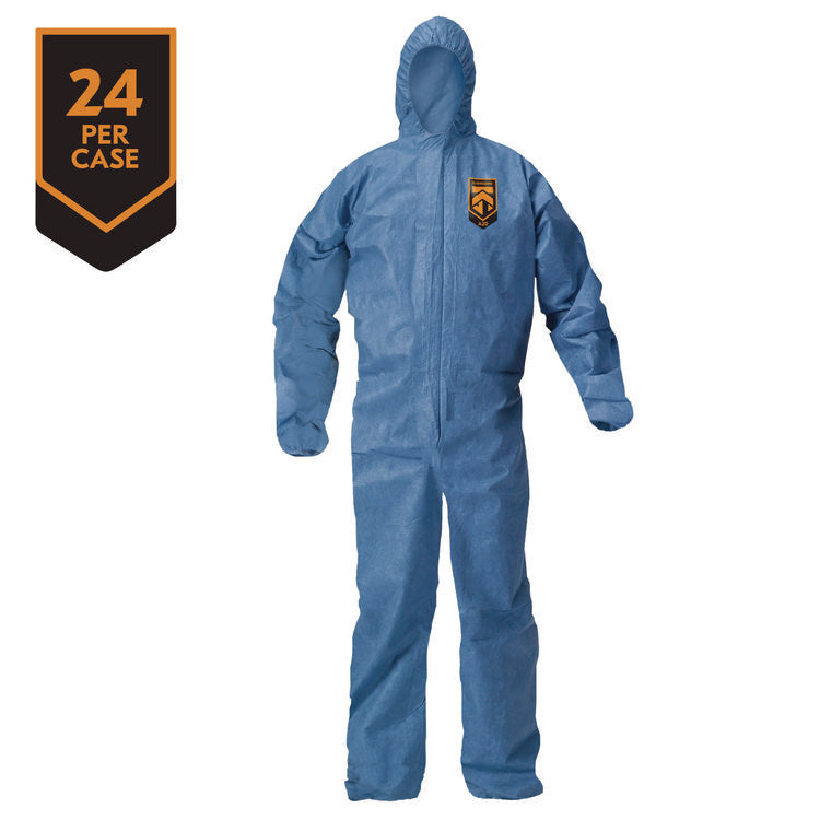 A20 Breathable Particle Protection Coveralls, Zip Front, Hood, Elastic Back, Wrists, Ankles, 2X-Large, Blue, 24/Carton