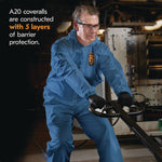 A20 Breathable Particle Protection Coveralls, Zip Front, Hood, Elastic Back, Wrists, Ankles, 2X-Large, Blue, 24/Carton