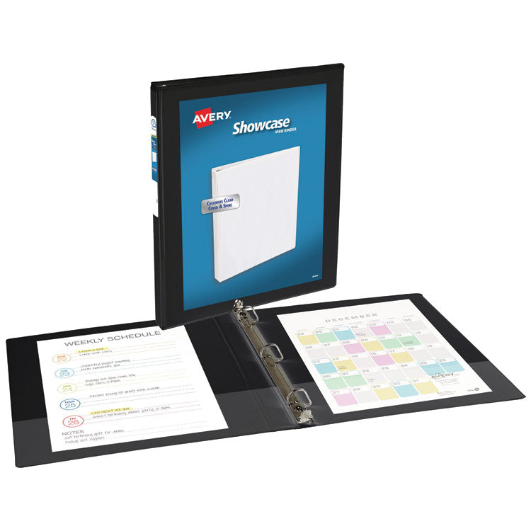 Showcase Economy View Binders with Slant Rings, 3 Rings, 0.5" Capacity, 11 x 8.5, Black