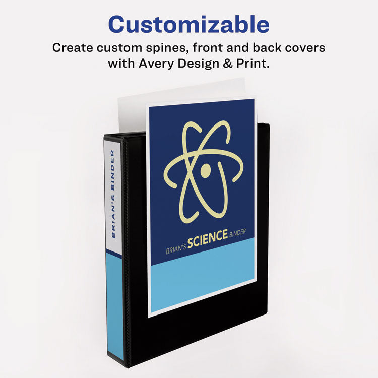 Showcase Economy View Binders with Slant Rings, 3 Rings, 1.5" Capacity, 11 x 8.5, Black