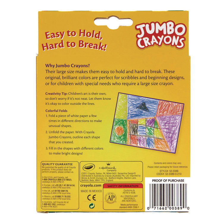 Jumbo Crayons, Assorted Colors, 8/Box