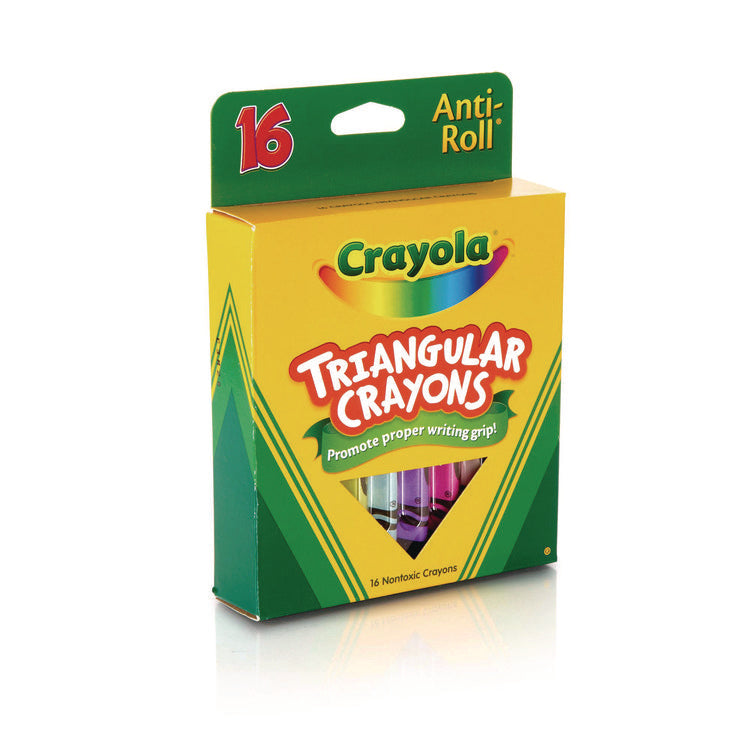 16-Color Triangular Crayons, Assorted, 16/Box
