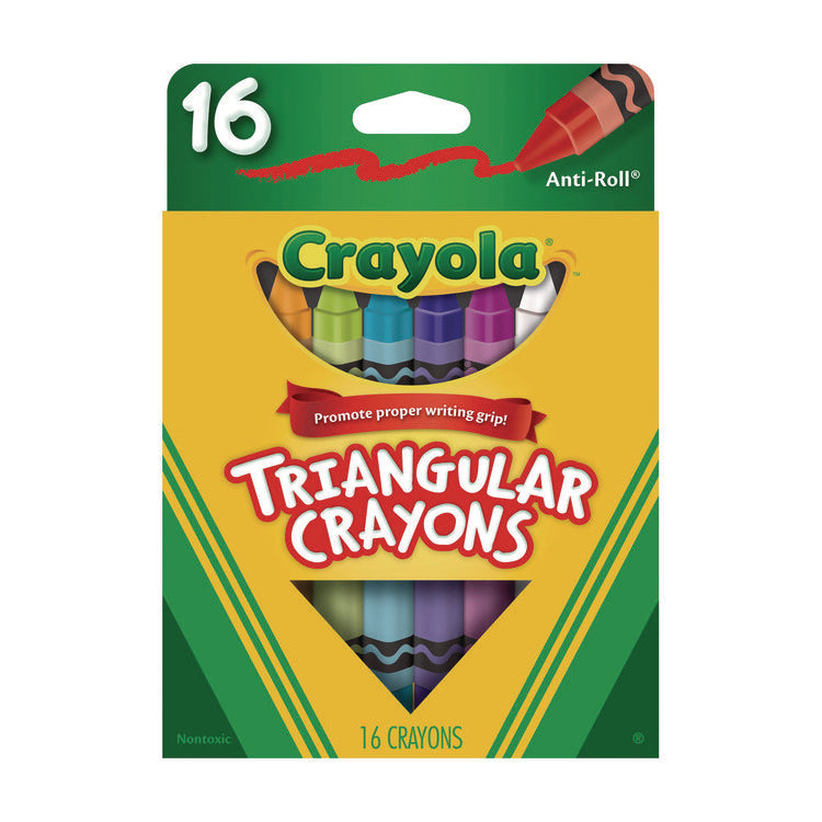 16-Color Triangular Crayons, Assorted, 16/Box