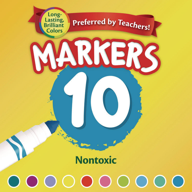 Non-Washable Marker, Broad Bullet Tip, Assorted Tropical Colors, 10/pack